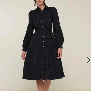 Rachel Parcell embroidered eyelet shirt dress Black XXS